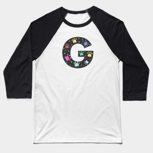 G letter  with colorful paw print Baseball T-Shirt